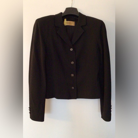 BOGATO Black Wool Crepe Lined Skirt & Jacket Suit - US 4 - Picture 2 of 11